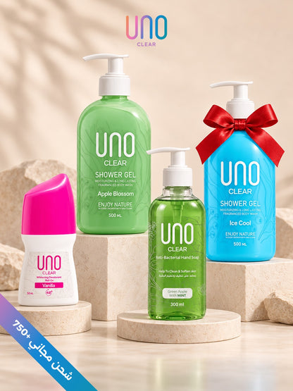 UNO Every Woman Has 6 Sides Daily Care Bundle cover with roll-on, shower gels and hand soap